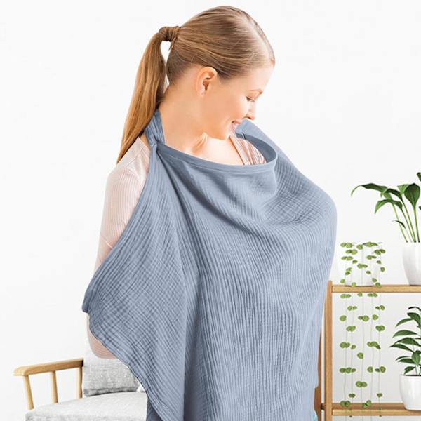 Muslin-amningsöverdrag Andningsbart Bomullsöverdrag För Amning & Pumpning Med Styv Ring Light Blue
