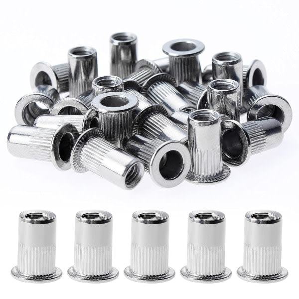 150 Pieces Rivet Nut M5 Stainless Steel Rivet Nuts Flat Head Insert Nut Wood Furniture Assortment Kit (10mm*13mm)——VEBTles Sunmostar