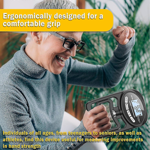 Hånd Dynamometer Grip Styrke Træner - Elektronisk Håndgreb Styrke Tester Grip Styrker Hånd Træningsmåler Digital Håndgreb Træningsmåler Black