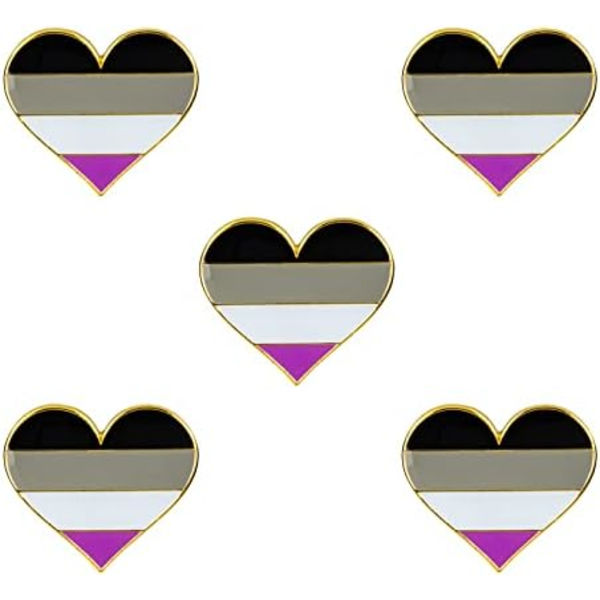 5 kpl biseksuaali ylpeys sydänmuotoinen rintaneula rintaneulat lippu rintaneula rintaneulat Pack 5 Asexual