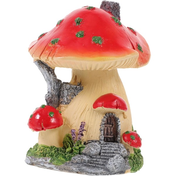 Miniatyr svamp prydnad terrarium tillbehör svamp hus miniatyr svamp hus statyer tillbehör för terrarium dekor glas prydnader Red and Yellow Edge