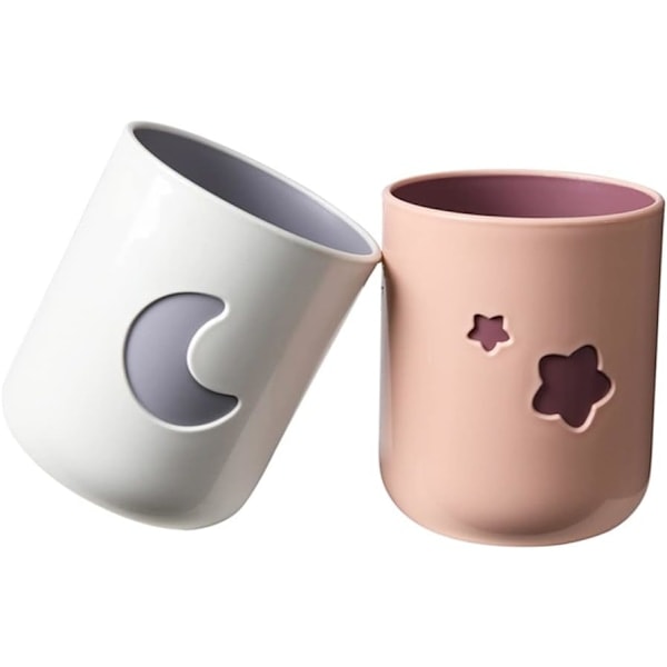 1 set, 2 pcs moon and star couple toothbrush cup, creative two-color thickened drinking cup, b