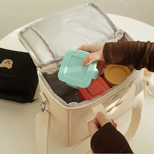 Ins Björn Lunchväska Canvas Stor Kapacitet Isolering Handväskor Multifunktionell Termisk Frukostlåda Bärbar Picknick Rese WY388 Lunchlådor & Väskor red