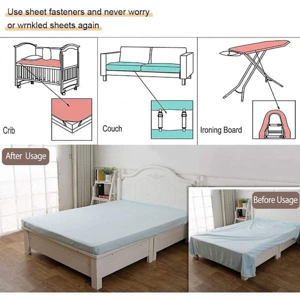 Justerbar lakansträckare (70 cm till 230 cm) - (Vit, 4 set)
