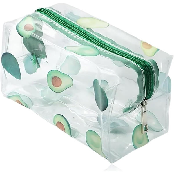 1 st PVC transparent kosmetisk väska, liten vattentät lätt kosmetisk väska, arrangör, rese kosmetisk väska, handväska kosmetisk väska (Avocado Green)