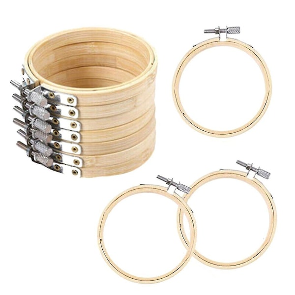 10 stk DIY Krysssting Broderi Sirkel Justerbar Bambus Ring Støtte 10cm