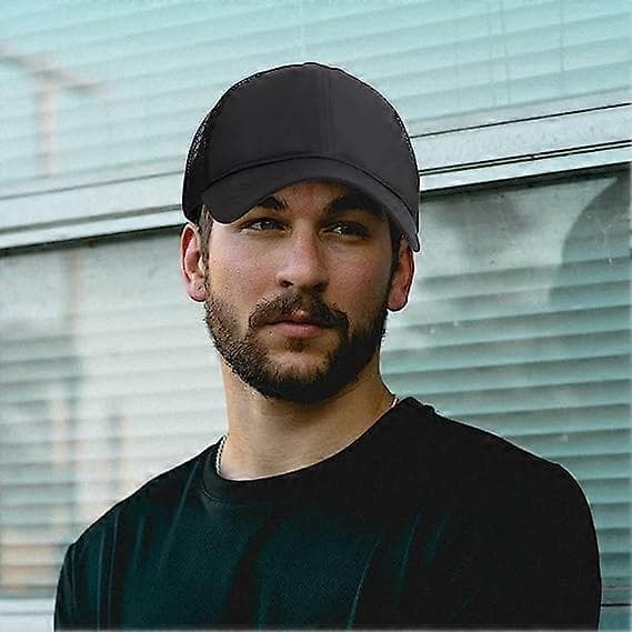 Mesh Hurtigtørrende Baseball Kasket Trucker Hatte Justerbar Hat sort