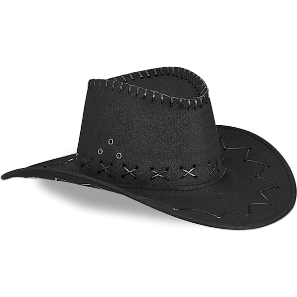 Cowboyhatt i mocka - Bredbrättad westernhatt - Autentisk revolvermanhatt - Filthatt för män och kvinnor