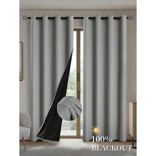 1 st Mörkläggningsgardiner med Belagd Isolerande Foder, Gardiner för Vardagsrum, Sovrum, Kök, Heminredning, Rumsdekoration grey 132X213CM 1PCS&Grommet Top