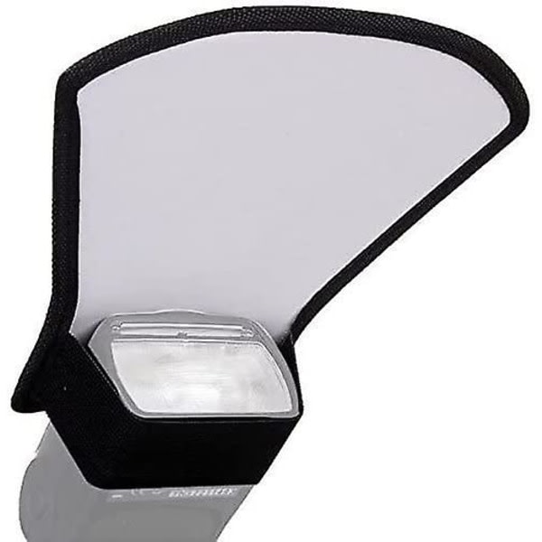 Flash bounce reflektor, 2-sidet Hvid/sølv Bend Bounce Flash Reflector Kit med elastisk rem til blitz (hvid/sølv)