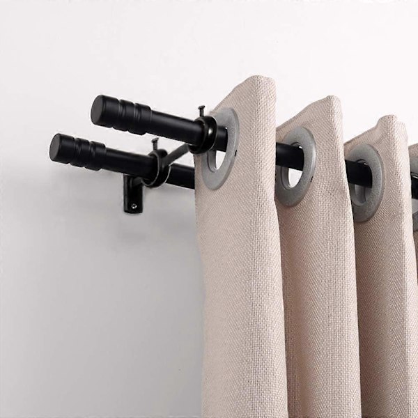 2 Pakning Doble Kroker Gardinstangbraketter for Stue Soverom Gardinstang Stangholder (Svart) (2 stk)