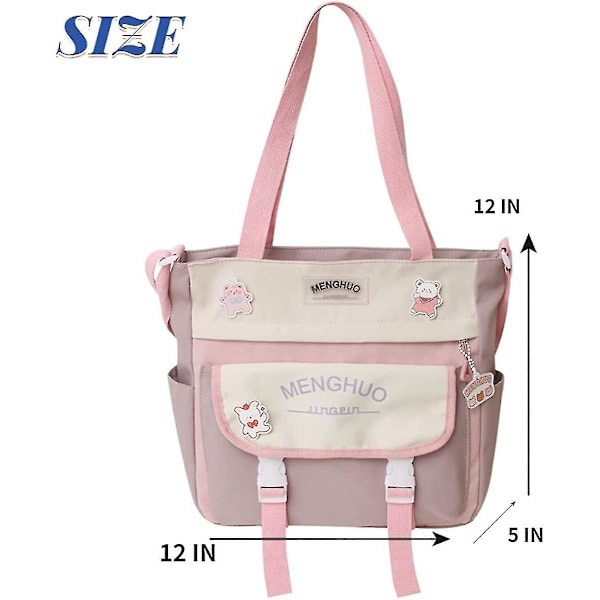 Kawaii Crossbody Väska för Flickor Tote Splicing Färg Skolryggsäck Japansk Skolryggsäck Estetisk Ryggsäck