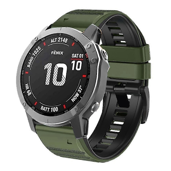 Ersättningsarmband i silikon med horisontella ränder för Garmin Tactix Delta/enduro Army Green Black