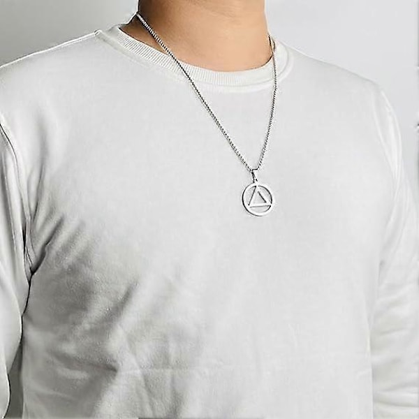 Halsband för Män i Rostfritt Stål AA Recovery Triangelhalsband Nykterhetsgåvor