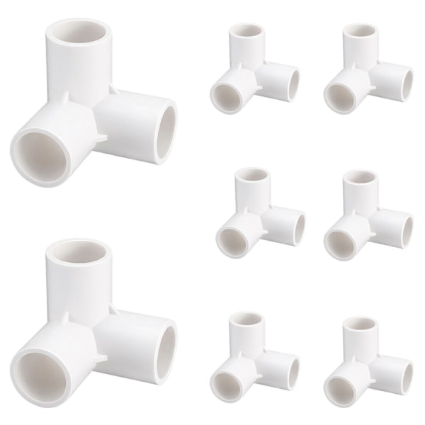 8 stk. PVC-rørforbindelse 3-vejs albuefittings til PVC-møbelrørfittings Drivhusramme Teltforbindelse