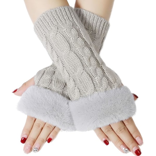 Kvinder dames blonder trim strikkede fingerløse handsker