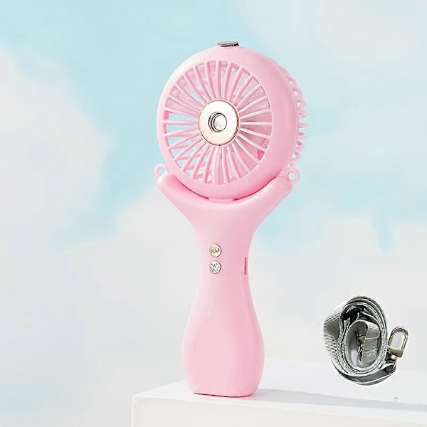 1 st Mini Portabel Sprayfläkt, Handhållen Sprayfläkt, Personlig Mini Luftfuktare, USB-laddning, 3-hastigheter, 90° Vikbar Batteridrift, Skrivbordsfläkt F Pink 1