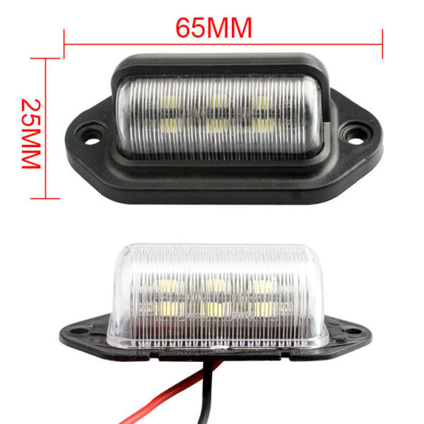 2 stk. 6LED lastbil nummerpladelys Bil Varevogn Bus Trailer Baglygter