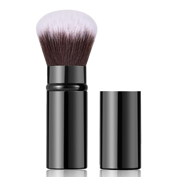 Tilbagekørselssminkebørster, Rejse Blush-børste, Sminkebørste med Dæksel til Blush black