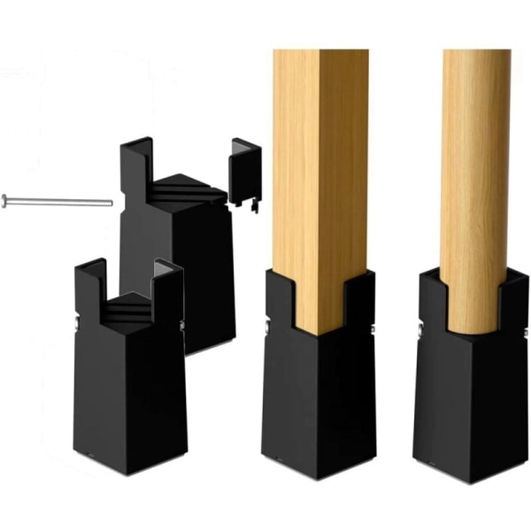 4 stk. Justerbare sengeforhøjere 22-42 mm sorte møbelforhøjere 10 cm