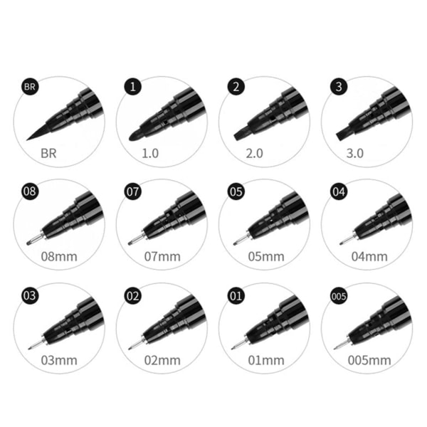 Musta mustekynä taiteilijan lyijykynä 12 kpl/kotelo