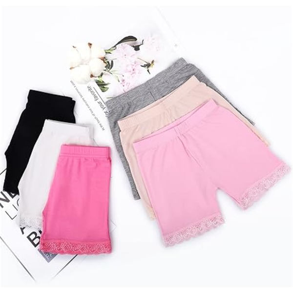 Cykelshorts til piger, sorte, med blonder, 2-10 år, 6 stk.