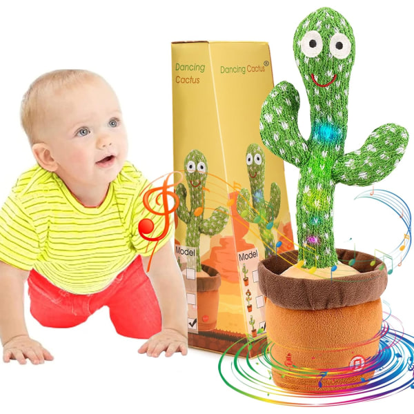Puhuva kaktuslelu toista mitä sanot Baby lelu, tanssiva kaktusjäljitelmälelu LEDillä Englanninkielinen Sing Talk 15 sekunnin tallennin musiikkilelu