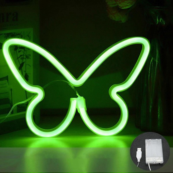 Neon Skilte LED Neon Natlampe USB Eller 3-AA Batteridrevet Neon Lys Vægskilt Rumindretning Dekoration Til Piger Soveværelse 240650 Green