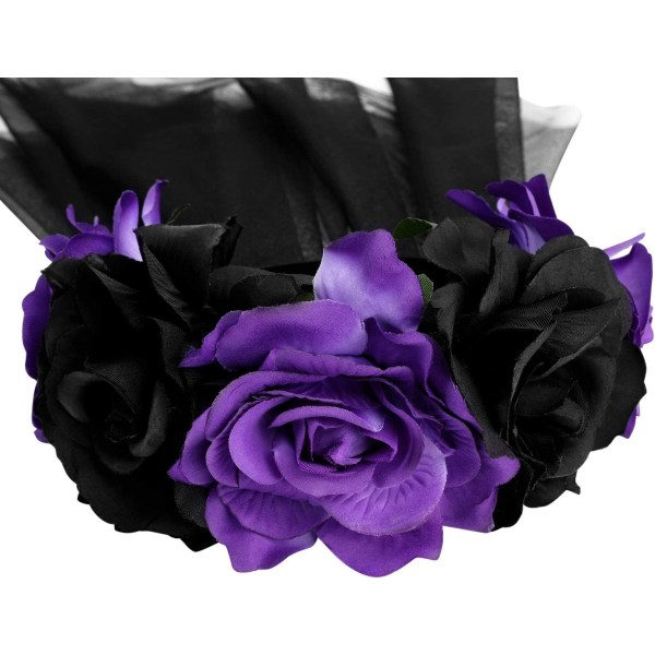 Blomsterkrans Pandebånd Gotisk Brude Slør Halloween Tiara Pandebånd