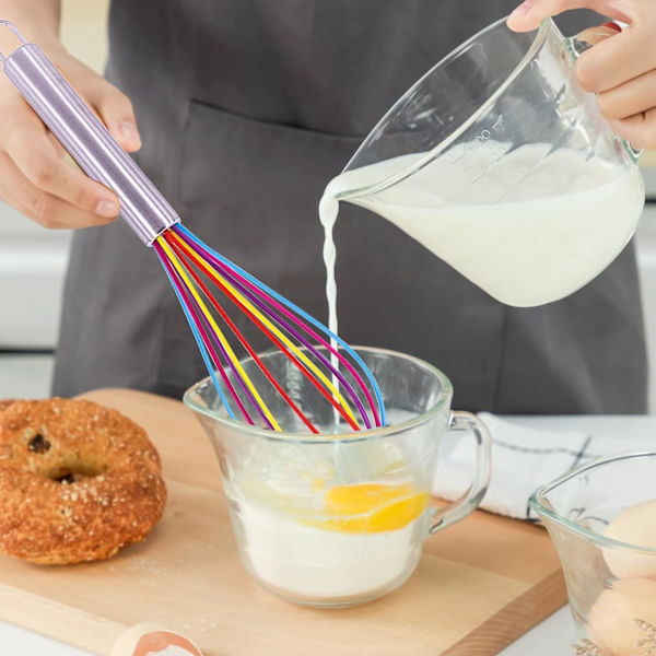 2 stk Silikon Visp Sett, Regnbue Visp Non Stick Hånd Visp Mini Silikon Ballong Visp Liten Plast Rører