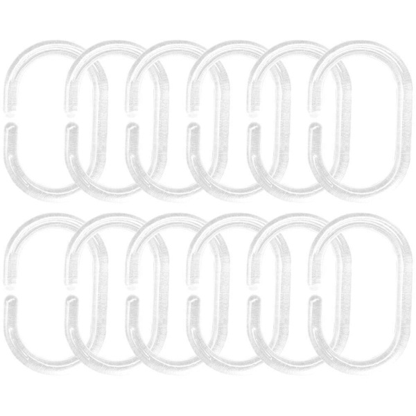 12 stk. Gardin Clear Hooks Bruseforhæng Kroge Badeværelse Bruseforhæng Ring