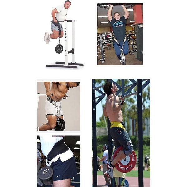 Pull Up Belt Viktad Dip Bälte Med Kedja Dubbel D-Ring Viktlyftning Ryggstöd Rem Hem Gym Eq