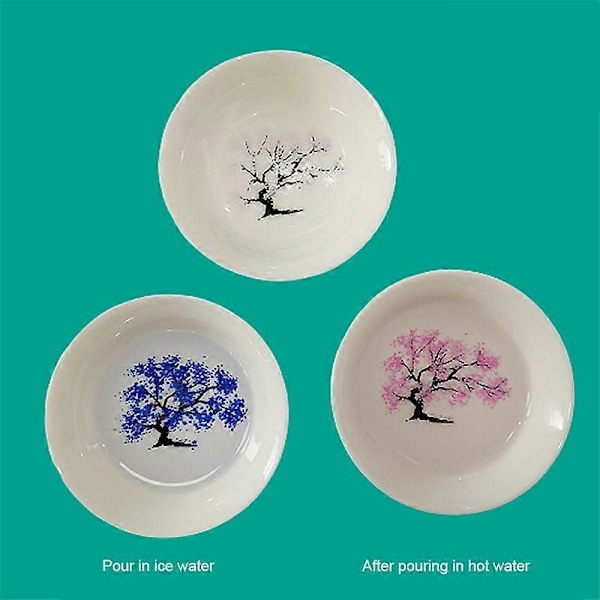 Magisk Sakura Kirsebær/Plomme/Peach Blossom Sakekopp Fargeskiftende med Is/Varmt Vann Keramikkkopp for Restaurant Husholdning Peach Blossom