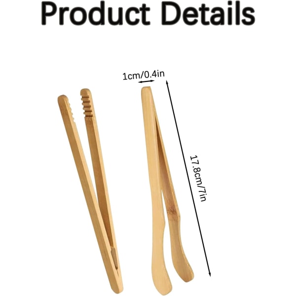 Bambu Toasttång, 2 Typer av Trä Tång Toasttång, Bambu Kökstång med Anti-Slip Design
