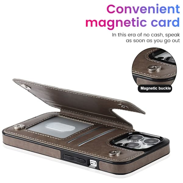 Til iPhone 17 Pro Max etui med kortholder, blomstermagnetknapper beskyttende pung etui til kvinder til iPhone 17 Pro Max brwon iPhone 17 Pro Max