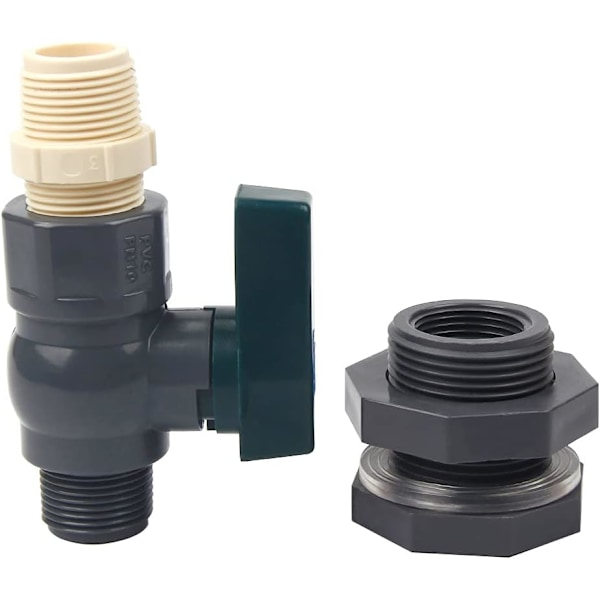 Kobling PVC Vandtanke Hane PVC Regn Tønde 3/4 Tommer med Skrog Gennemføring og Slange Adapter