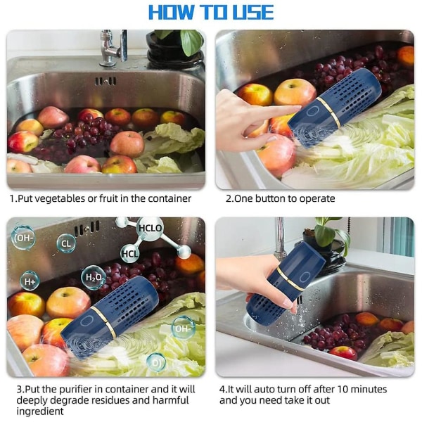 Frugt Og Grøntsager Vaskemaskine Rengøringsenhed Usb Genopladelig Madrenser Automatisk Househo