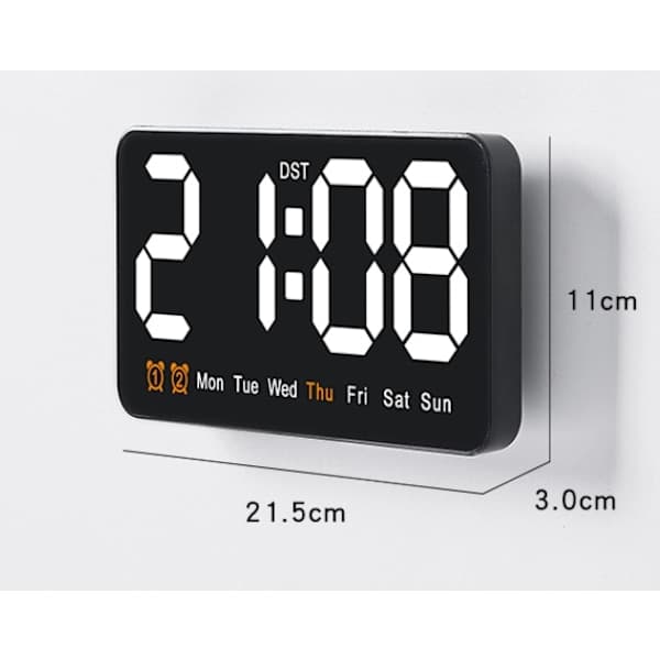 Digitalt vægur, LED digitalt ur, 12/24 timer, store tal, lydløst, blå blå blå blue