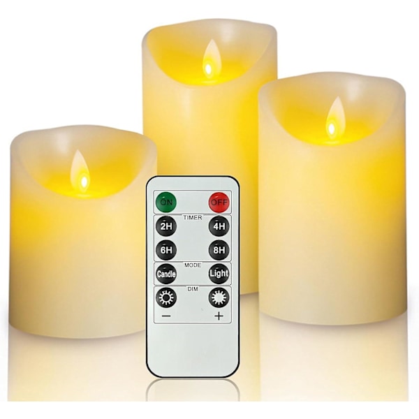 Flameless Candles Light 3pcs, Flickering Led Candles Pillar With Remote & Times, Electric Fake Plastic Candles Lights Waterproof Tealights