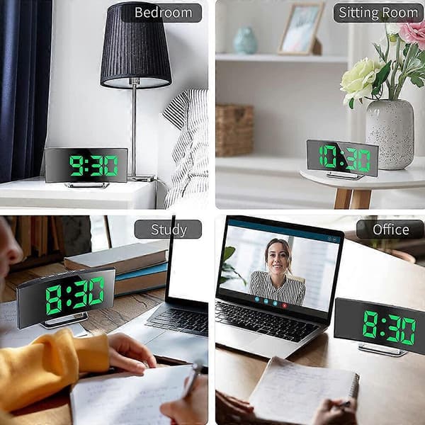 LED Digital Väckarklocka Nätström USB/Batteri Temperatur Stor Spegeldisplay Red