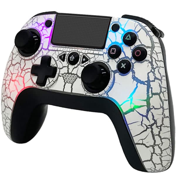 Tedbox Trådløs Controller til Ps4, med Unikt Revne Design/Programmerbar Bagside/Dobbelt Vibration, Kompatibel med Ps4/PC/iOS