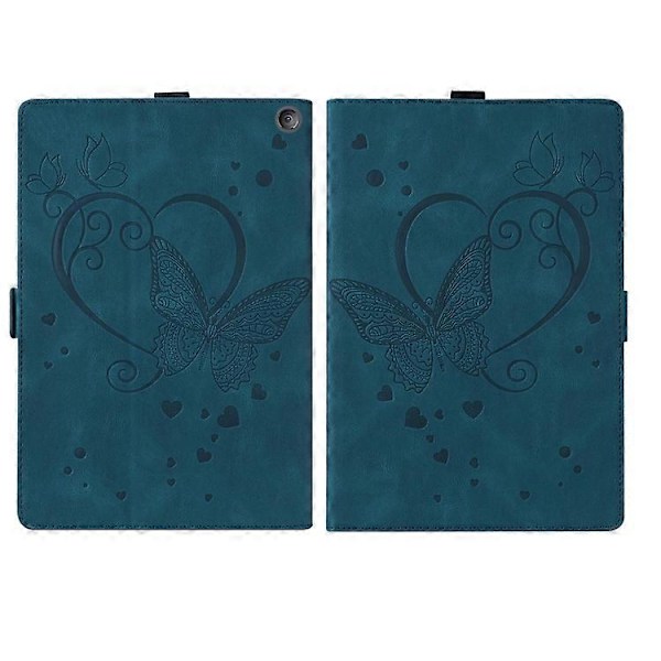 Til Amazon Fire HD 10 Plus 2021 / HD 10 2021 Kærligheds Sommerfugl Mønster Vandret Flip Læderetui med Holder/ Blue