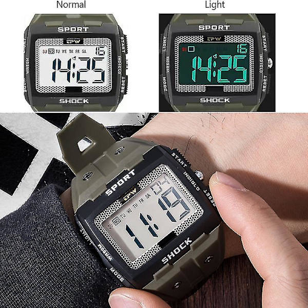 Stor Tall, Lett å Lese, 50 Meter Vannresistent Digitalt Klokker for Menn, Utendørs Sport camo