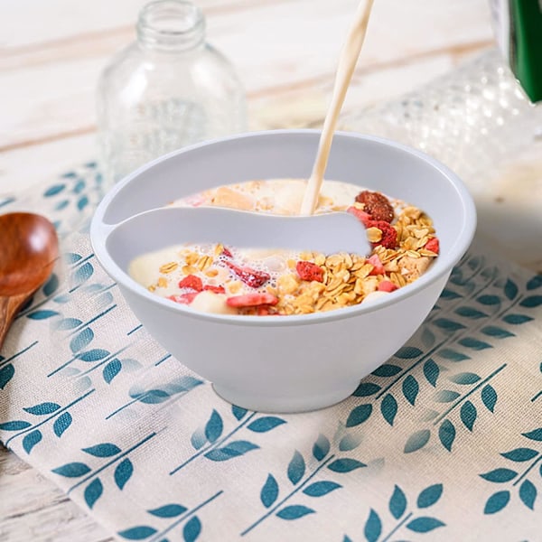 Skål för torr och våt separation, frukostskål för en person, hushållstallrik för soppa, ris, flingor, pasta, sallad, 2-pack white