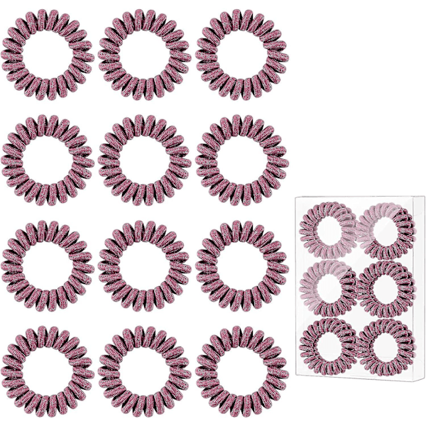 Spiralsnoddar, hästsvanshållare telefonkabel hårband för kvinnor flickor (svart, 12 st) Purple