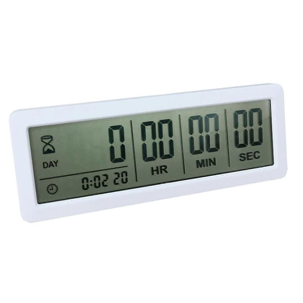 Digital 999 Dagars Nedräkningstimer Display Tidsklockor för Pension Semester White
