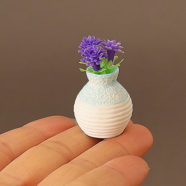 3 stk. 1/12 skala dukkehussimuleringsblomst med vase dukkehus mini hjem dekorationer