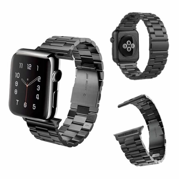 Apple Watch 38/40/41 Link -ranneke Metalli Musta Musta