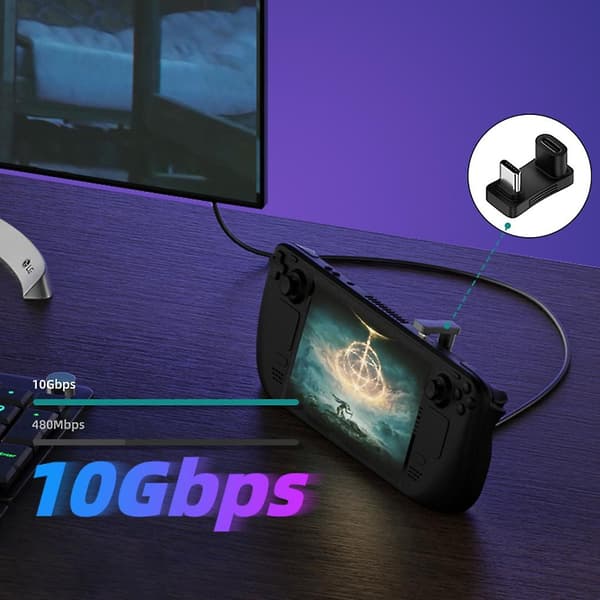 100W Typ C-adapter för Steam Deck Typ C En-till-två-adapter USB C Typ C Vertical bend
