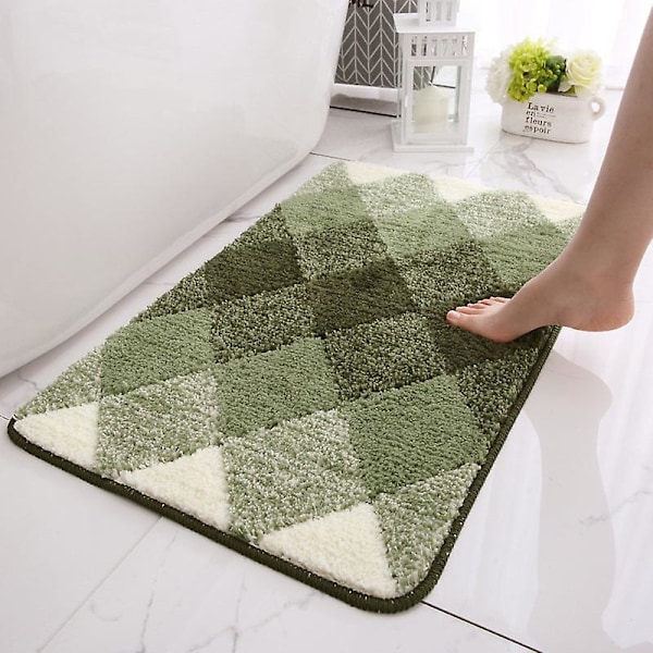 Bade Måtte Skridsikker Absorberende Brusebad Badeværelse Tæppe Flocking Green 50*80cm